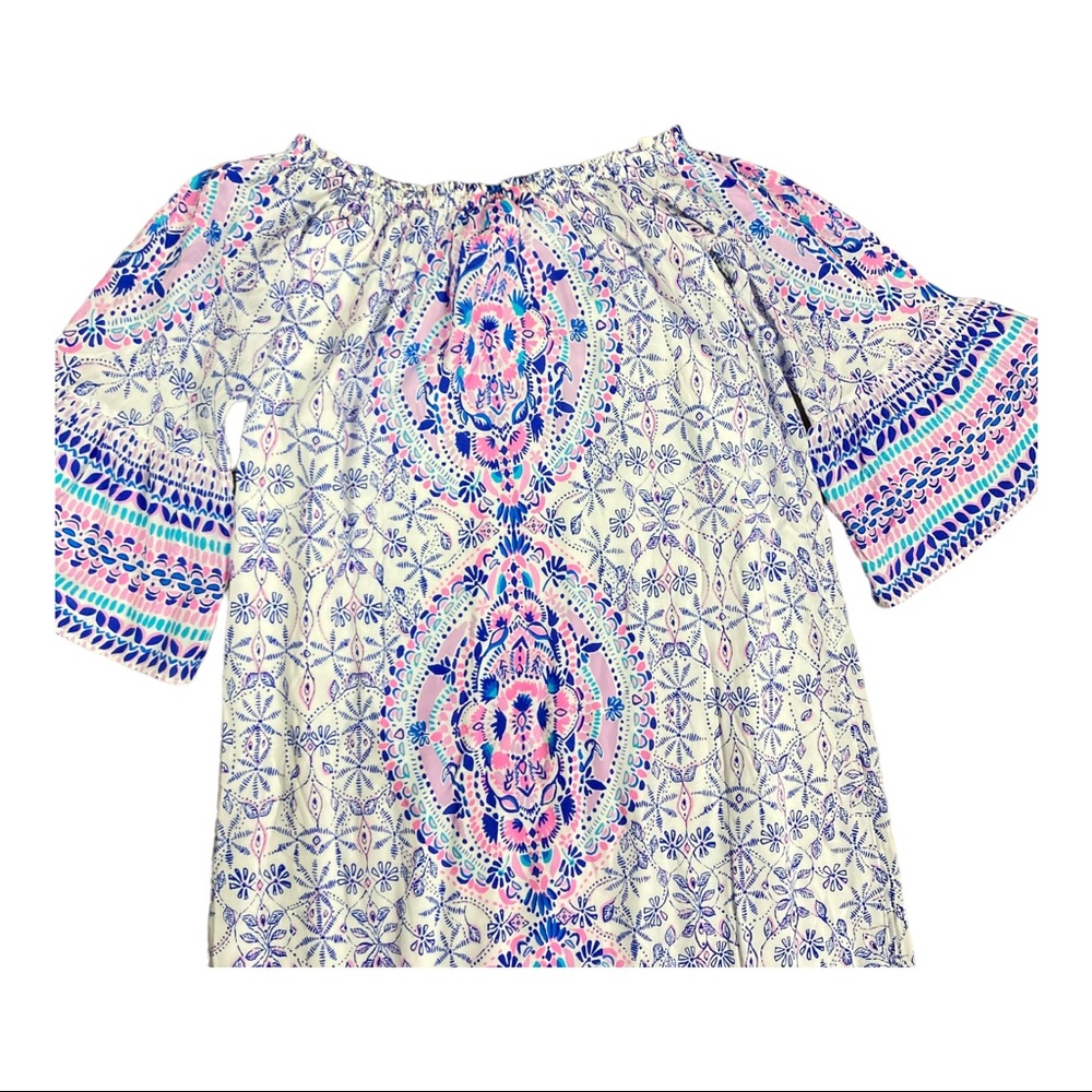 Lilly Pulitzer Women’s Abigale Midi Dress Engineered Multi Rayon Off Shoulder XS - Picture 3 of 16